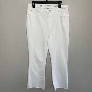 J.CREW Jeans Women 32 Demi Boot Crop NEW 9" Rise White Raw Hem Stretch BQ301